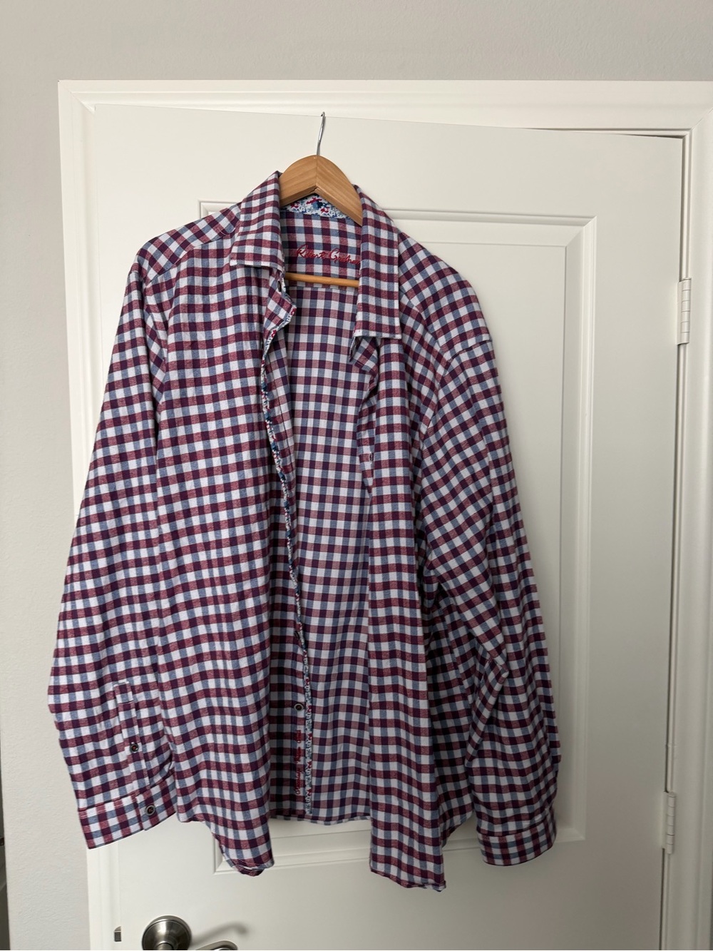 Robert Graham Burgundy and White Check Button-Down Shirt
